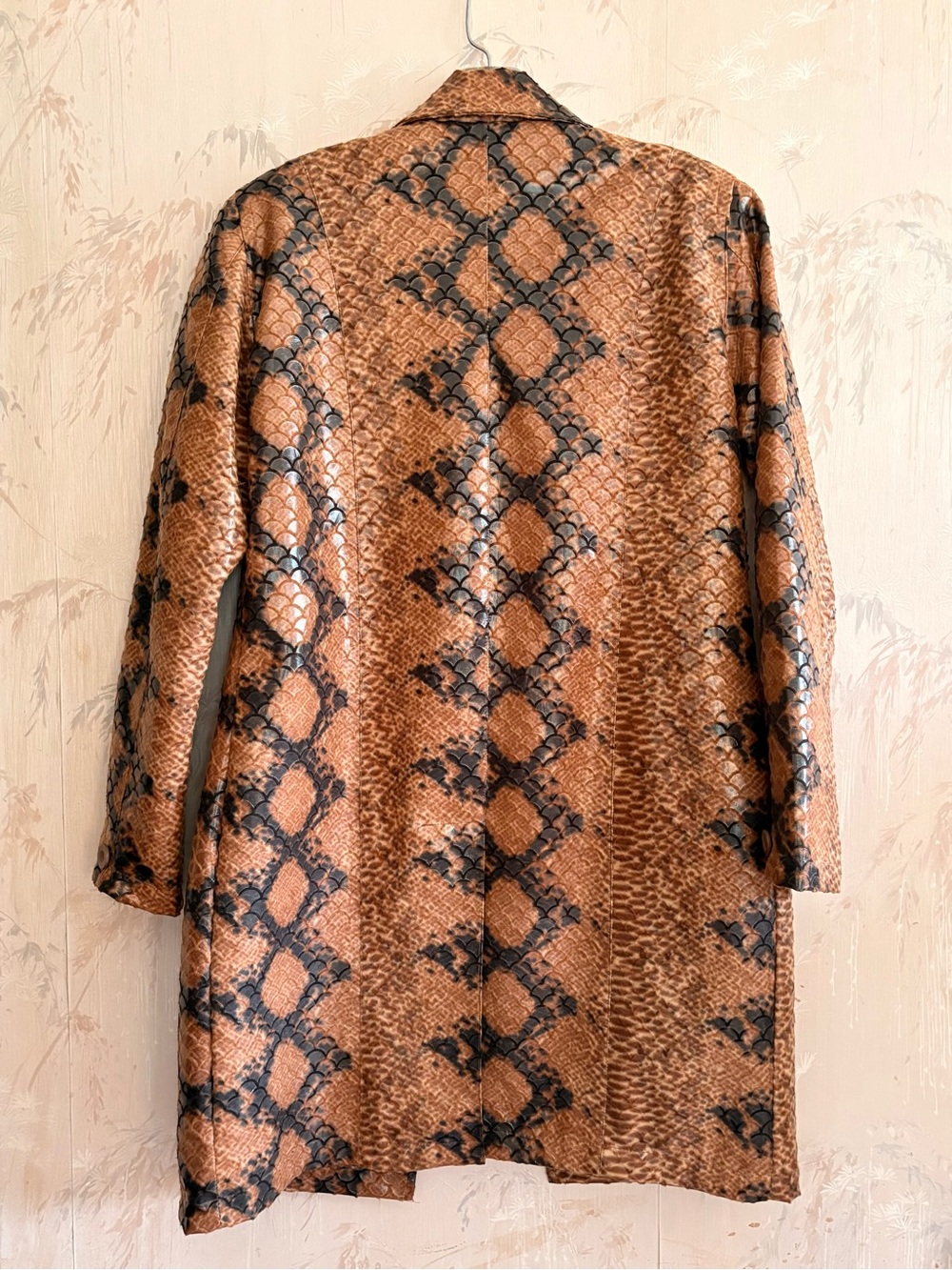 Vintage Selene Sport Faux Leather Snakeskin Print Trench Coat 8 - Picture 8 of 11
